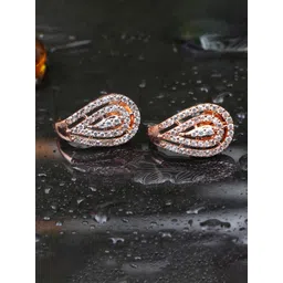 JYONA Sparkling Gold-Plated American Diamond Studded Contemporary Studs-picture-32