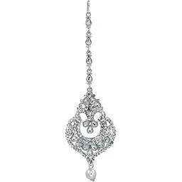 jyona Stylish Alloy Silver Plated Kundan/AD MaangTikka For Girls And Women (Stikka06)-picture-45