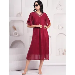 Jyoti Flared Sleeve Jacquard Midi Dress-picture-40