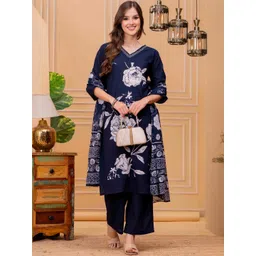 Jyoti Floral Printed V-Neck Pure Cotton Kurta & Trousers With Dupatta-picture-38