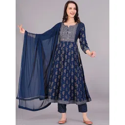 Jyoti Women Ethnic Motifs Printed Tiered Kurta with Trousers & With Dupatta-picture-37