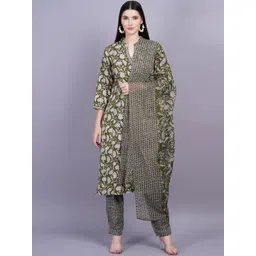 Jyoti Women Floral Printed Regular Pure Cotton Kurta with Trousers & With Dupatta-picture-15