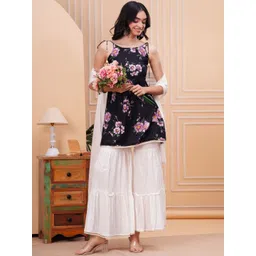 Jyoti Women Floral Printed Tiered Kurti with Palazzos & With Dupatta-picture-29