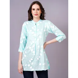 Jyoti Women Geometric Printed Mandarin Collar Shirt Style Longline Top-picture-15