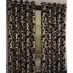 K 2 6 Creations -1 Piece Polyester Fancy 9 Feet Bedroom Living Room Grommet Semi Sheer Curtain For Long Door (4 X 9 Feet Coffee) | Leaf-picture-14