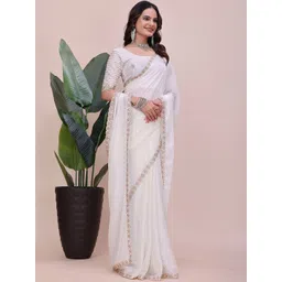 K 5 Fashion Ethnic Motifs Embroidered Pure Chiffon Heavy Work Saree-picture-22