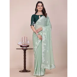 K 5 Fashion Floral Embroidered Saree With Blouse Piece-picture-38