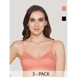K LINGERIE Pack of 3 Full Coverage Non Padded Cotton Bras-picture-38