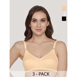 K LINGERIE Pack Of 3 Solid Non Padded Full Coverage Cotton Everyday Bras-picture-10