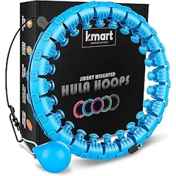 K-MART Smart Hula Ring Hoops, Weighted Hula Circle 24 Detachable Fitness Ring with 360 Degree Auto-Spinning Ball Gymnastics, Massage, Adult Fitness for Weight Loss (Blue)-picture-20