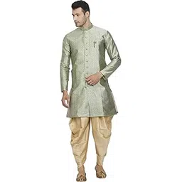 k n g riyaz gangji LIBAS | Sherwani For Men Wedding | Mens Kurta | Cotton Blend | Sherwani Suit For Boys | Ethnic Casual Wear | Embroidered Shiny Silk | Banarasi Silk Blend Kurta | Grey-picture-23