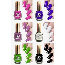 K10 Matte Nail Polish|Matte Nail Paint for Girls and Women| Matte Finish Nail Paint Pink-Light-Blue-Light-Purple-White-Parrot-Black Set of 6| Each 7ml-image-33