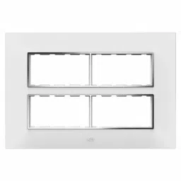 K9 Euro Cover Plate With Base Frame I-Wood Chrome 12 Module (Square) White, 9509 (Pack of 5)-picture-19