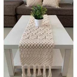 kaahira Handmade (78x14) Off White Cotton Table Runner-picture-19