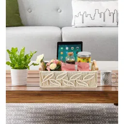 kaahira Leaf Set of 2 Off White Cotton Rope & Iron Frame Desk Organizer-picture-27