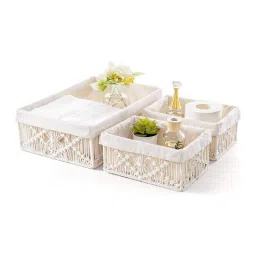 kaahira Set of 3 Off White Cotton Rope & Iron Frame Oraganisers-picture-23