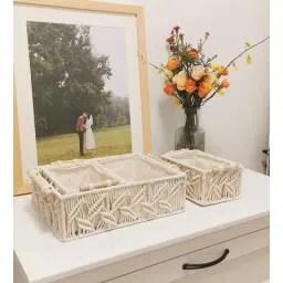 kaahira Set of 3 Off White Cotton Rope & Iron Frame Oraganisers-picture-24