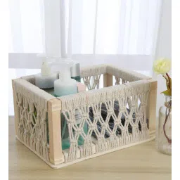 kaahira Set of 3 Off White Cotton Rope & Wooden Frame Oraganisers-picture-26