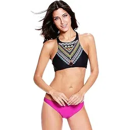 kaali peeli Printed Pink and Black Two-Piece Swimsuit Set-picture-10