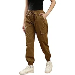 kaali peeli Solid Mustard Casual Fit Cargos-picture-34