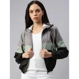 Kaali Peeli Women Colourblocked Polyester Crop Padded Jacket-picture-34