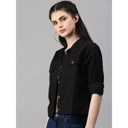 Kaali Peeli Women Crop Outdoor Denim Jacket-picture-17