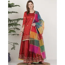 KAANCHIE NANGGIA Floral Embroidered Ready to Wear Lehenga & Blouse With Dupatta-picture-12