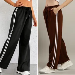 kaaphal Pack of 2 Women Regular Fit Black, Brown Cotton Blend Trousers-picture-20