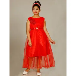 KAARIGARI Girls Applique Net Fit & Flare Maxi Dress-picture-48