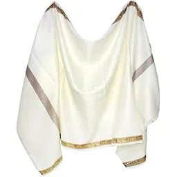 kabello Men's Woven Border Woollen Lohi/Shawl Off White (84x43)-picture-19