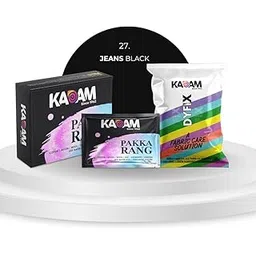 Kadam Pakka Rang Fabric Dye Colour (Jeans Black) | 25g Pack | Includes DyFix Color Fixer | Permanent Fabric Dyes for Old Faded Jeans and Clothes-image-46