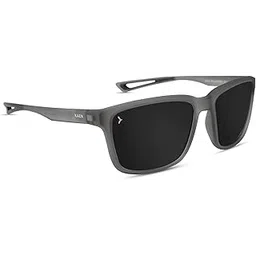 kaen eyewear KAEN Eyewearlabs Sunglasses For Men & Women | Polarized Full Rim Rectangular Branded Stylish Spectacles | 100% UV Protection Shades | Cricket Sports Cycling Driving | Black Lens | Medium-picture-54