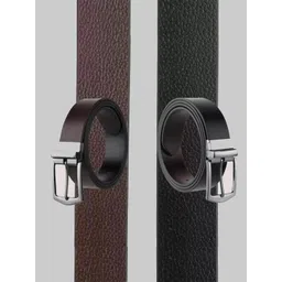 KAEZRI Men Textured Reversible Leather Formal Belt-picture-30