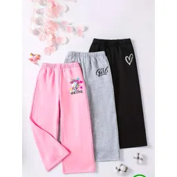 Kaff Girls 3-Pcs Printed Pure Cotton Mid-Rise Trousers-picture-51