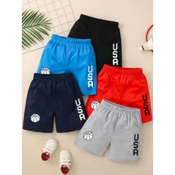 Kaff Kids Pack of 5 Typography Printed Regular Fit Shorts-picture-58