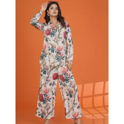 Kaftanize Bold Floral Printed Top With Trousers Co-Ords-image-35