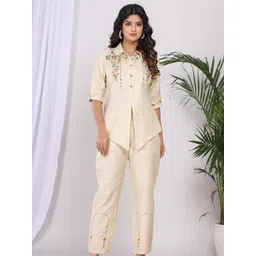 Kaftanize Embroidered Shirt Collar Tunic & Trousers Co-Ords-picture-19
