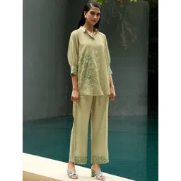 Kaftanize Embroidered Shirt With Trousers Co-Ords-picture-10