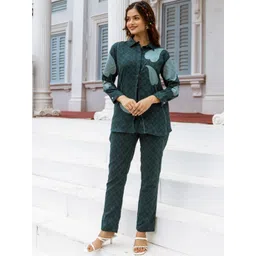 Kaftanize Floral Burnout Embroidered Co-Ord Set-image-47