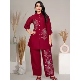 Kaftanize Floral Embroidered Shirt With Trousers-image-49