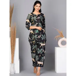 Kaftanize Floral Printed Pure Cotton Tunic With Trouser-image-10