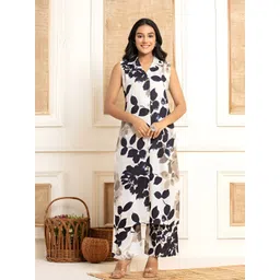 Kaftanize Floral Printed Shirt Collar Straight Kurta With Palazzo-image-31