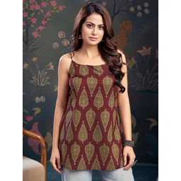 Kaftanize Floral Printed Tie-Knot Shoulder Pure Cotton Kurti-picture-10