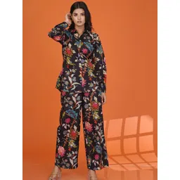Kaftanize Floral Printed Top With Trousers Co-Ords-image-19