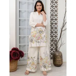 Kaftanize Floral Printed Tunic with Palazzos Co-Ords-image-0