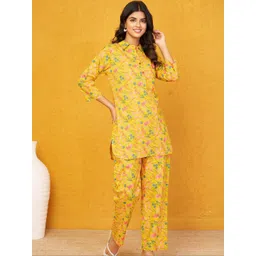 Kaftanize Floral Printed Tunic with Trousers Co-Ords-image-6
