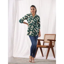 Kaftanize Green Printed Comfort Fit Shirt-picture-12