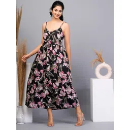 Kaftanize Women Floral Printed Cotton Fit & Flare Midi Dress-image-37