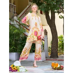 Kaftanize Women Floral Printed Tunic With Trouser-image-9