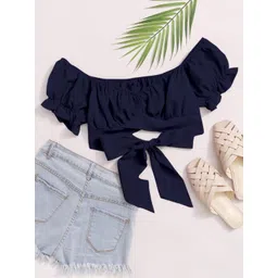 Kahara Off-Shoulder Puff Sleeve Bardot Crop Top image 4